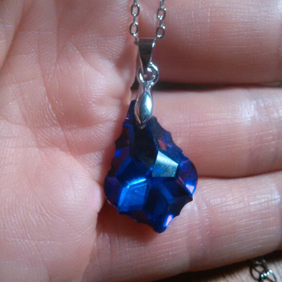 Magic Color Crystal Baroque Brass Pendant Stainless Steel Necklace - Picture 14 of 15